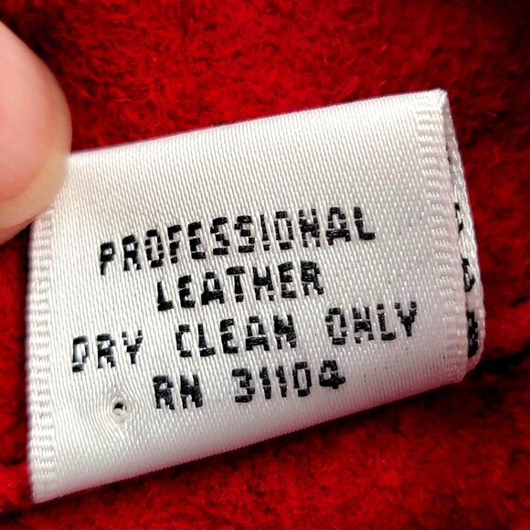 Vintage Red Suede/Leather Button-Front Women's Coat With Folded Collar & Cuffs - Picture 12 of 16